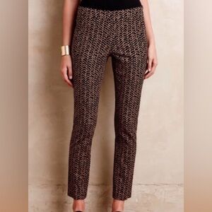 Cartonnier Anthropologie Women’s Size 0 Black Motif Print Ankle Pants